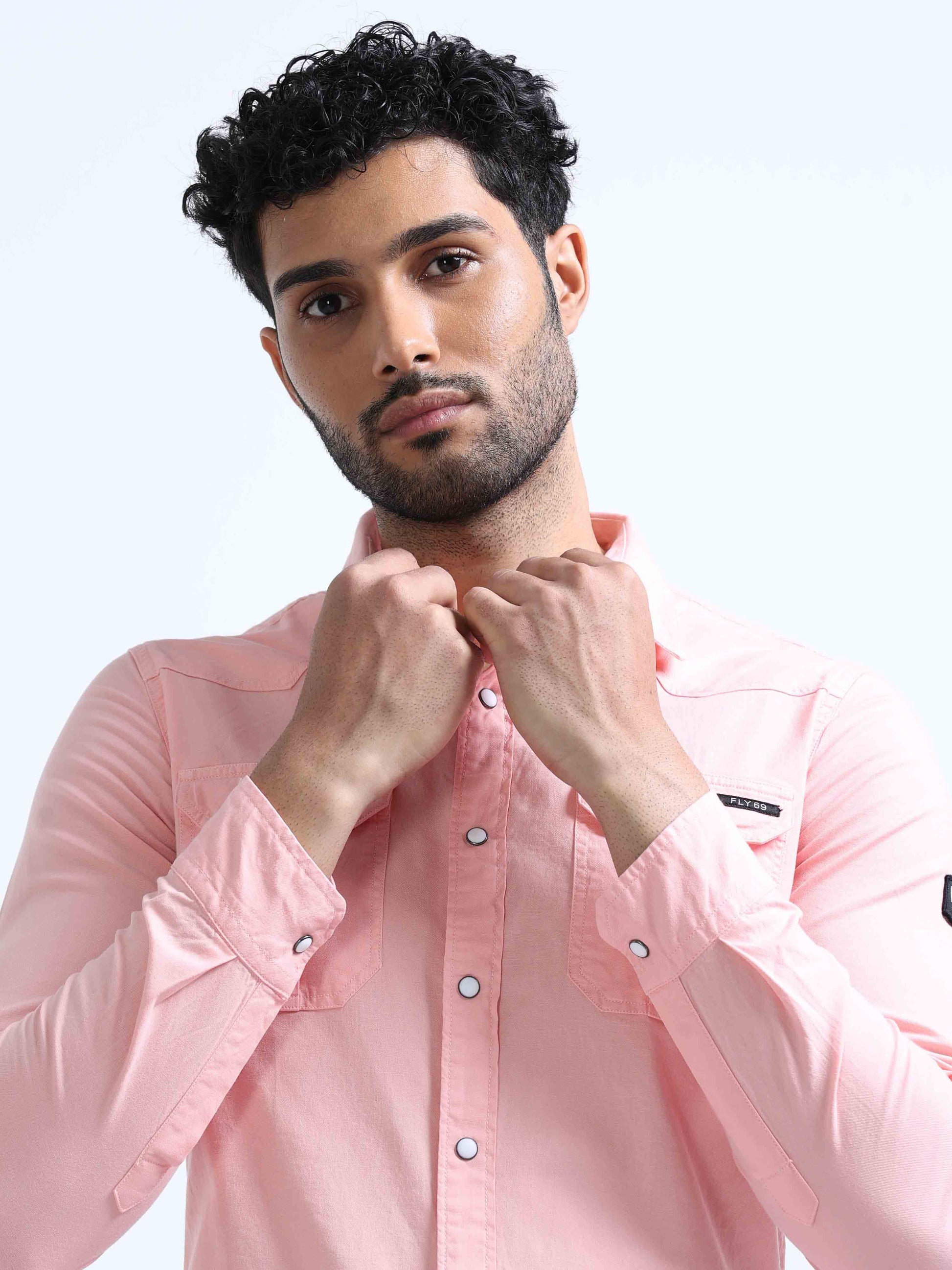 Salman Pink Double Pocket Shirt For Men 