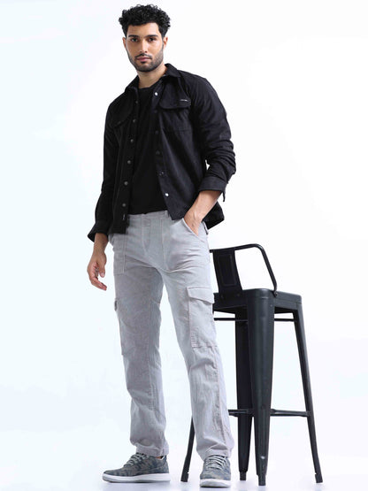 Black Velvet Over Double Pocket Shirt for Men 