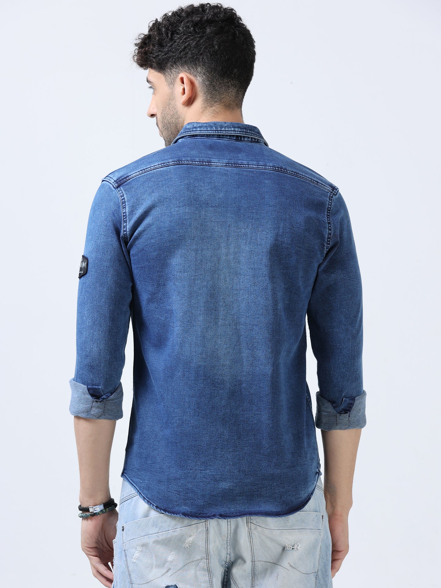 Metallic Blue Denim Shirt