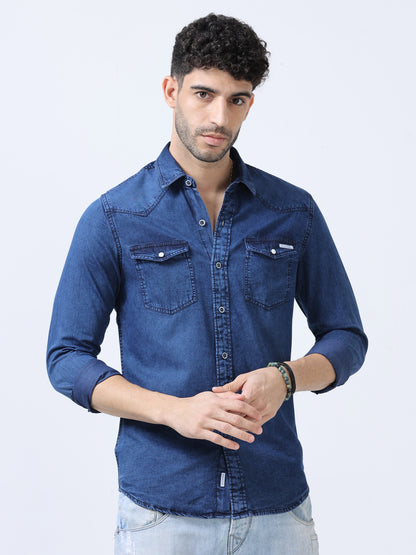 Dark Blue Denim Shirt