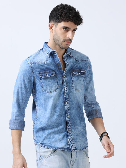 Light Steel Blue Denim Shirt