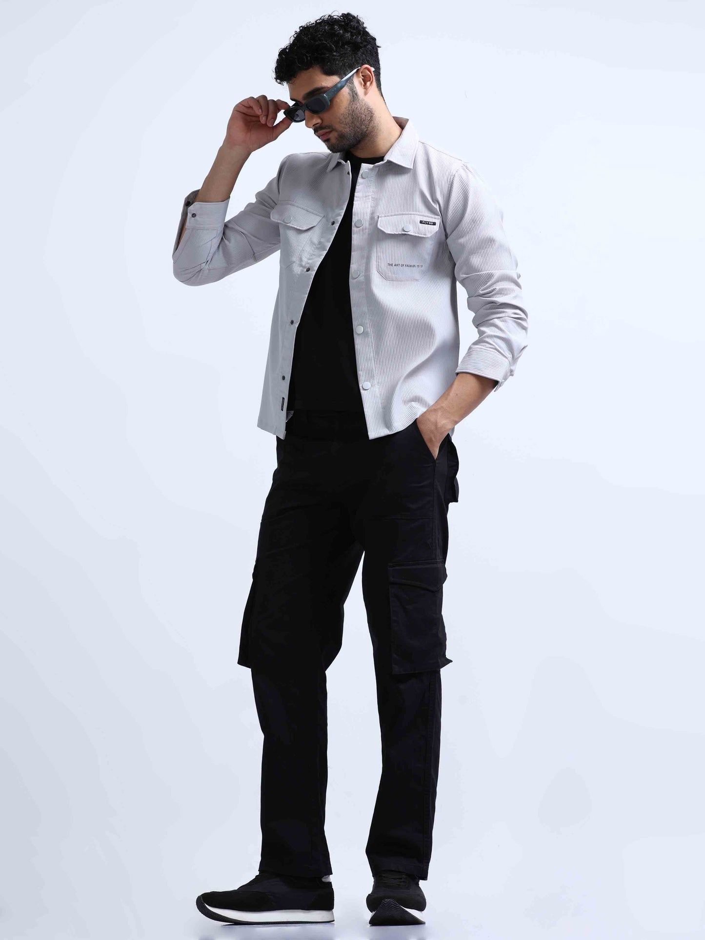 Grey Blend Over Full Sleeve Shirt For Men