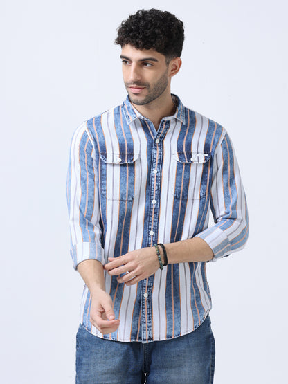 Moonstone Blue Stripe Denim Shirt