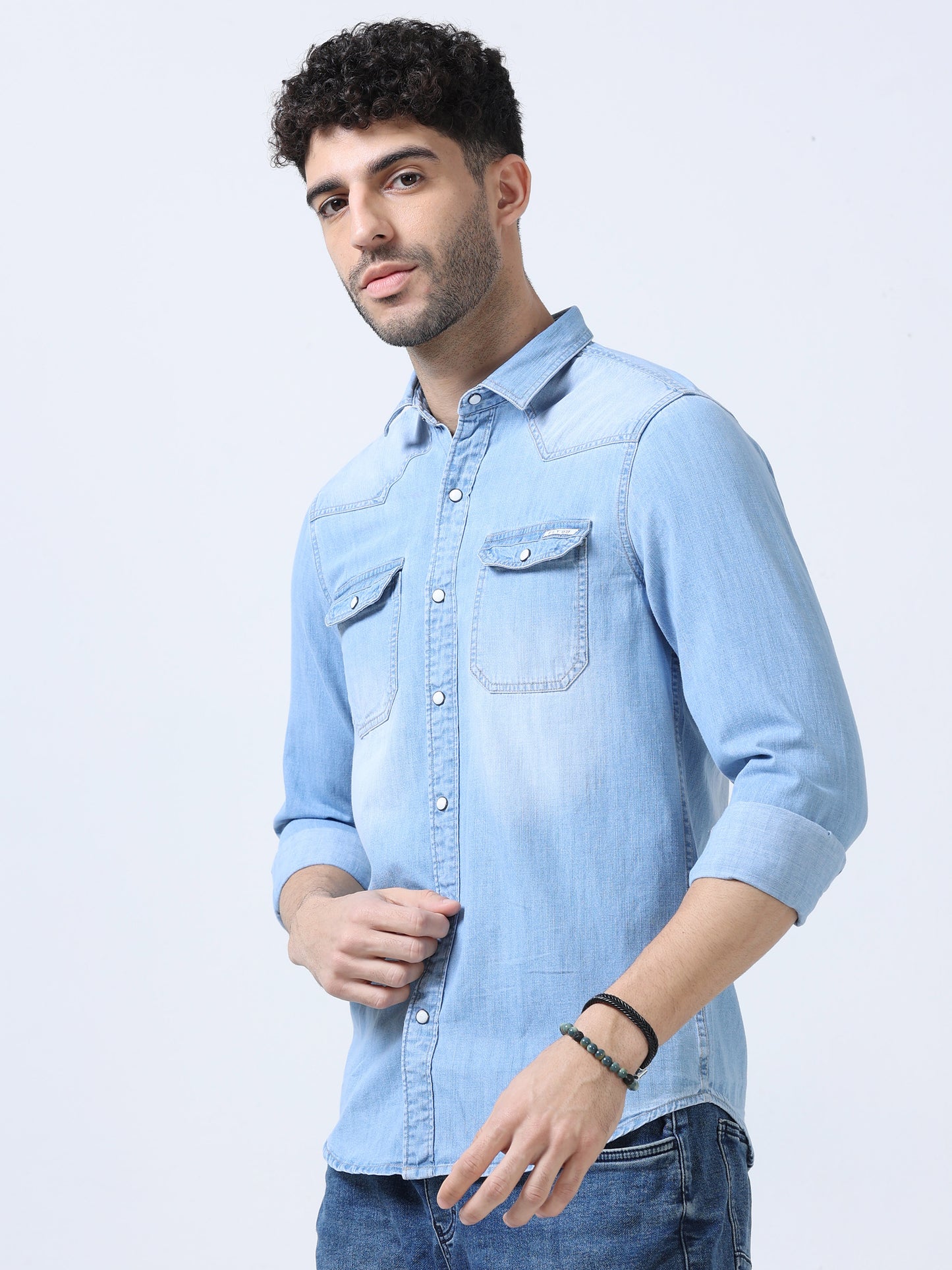 Coral Blue Denim Shirt