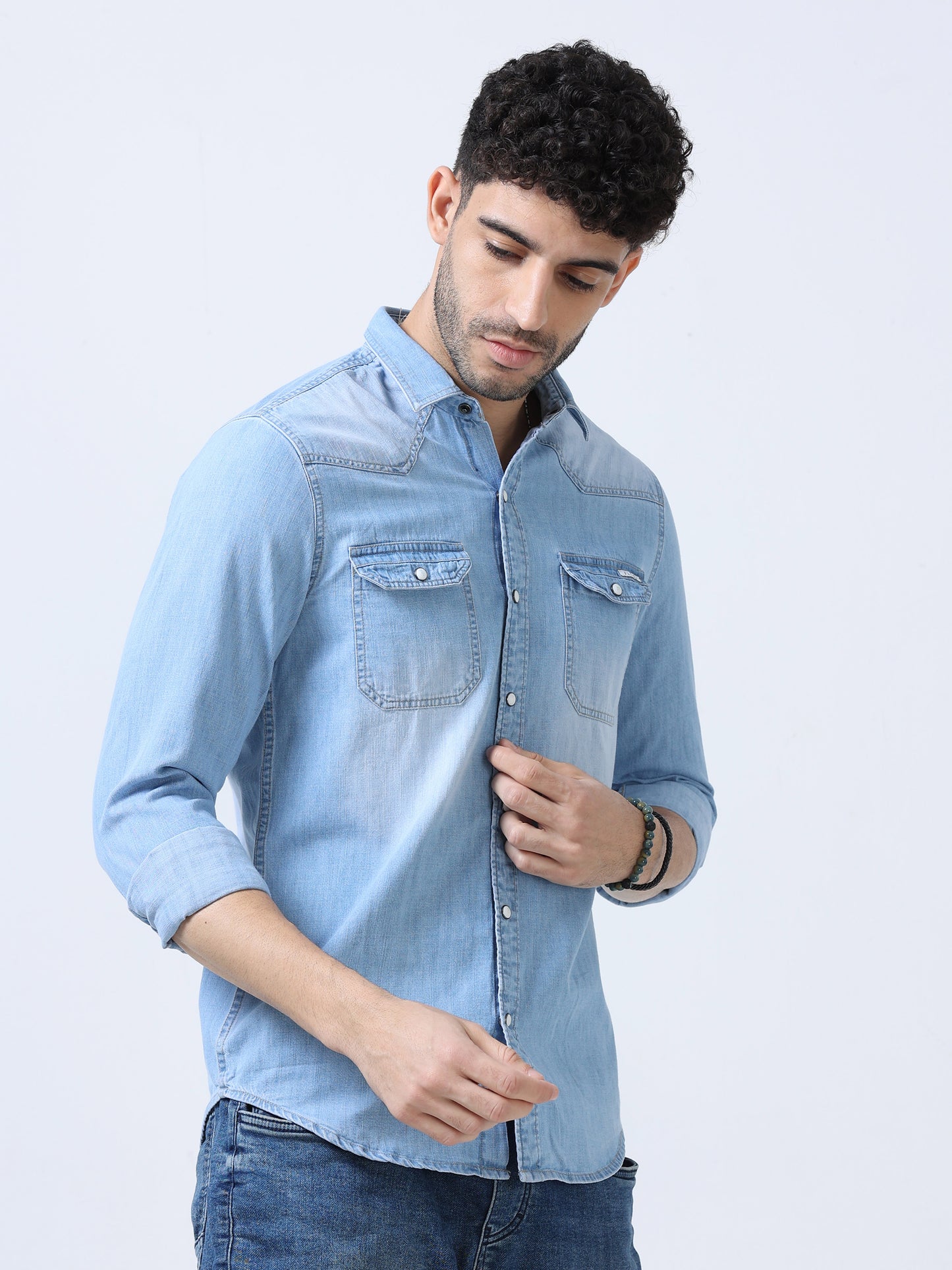 Coral Blue Denim Shirt