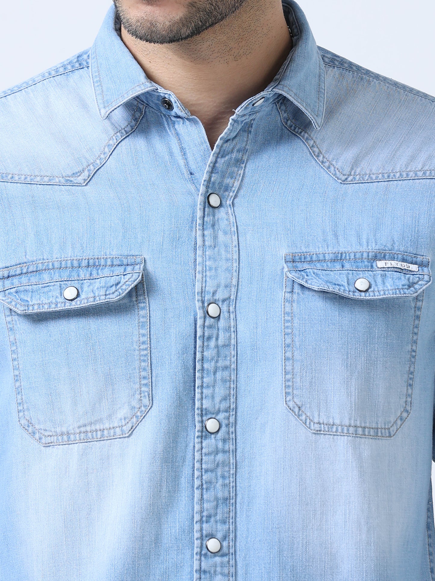 Coral Blue Denim Shirt