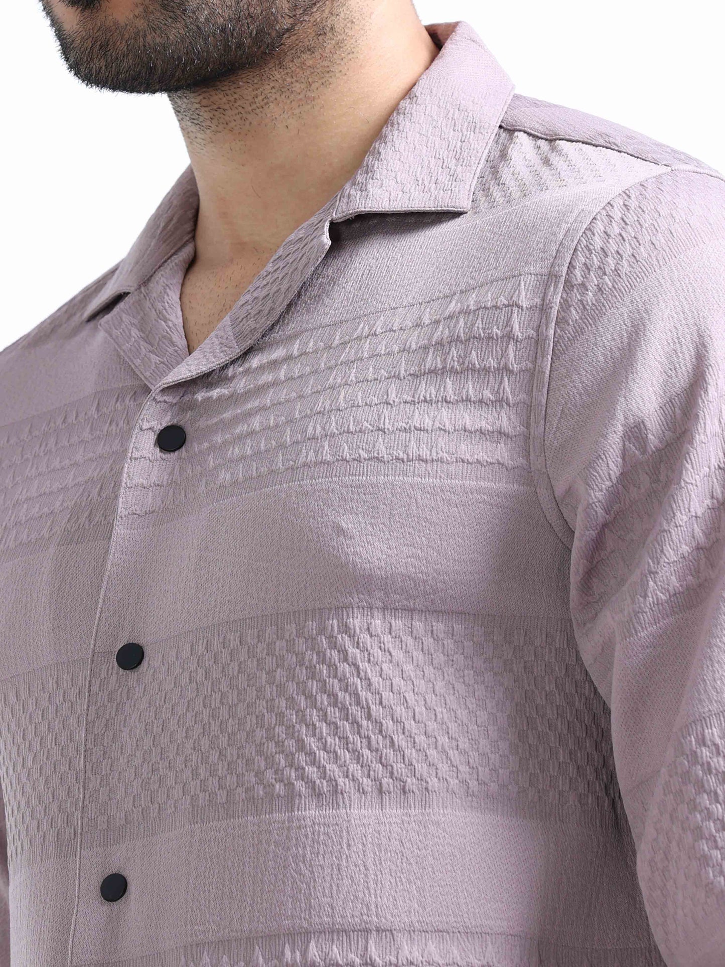 Light Purple Lycra Full Sleeve Shirt For Men 