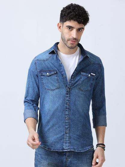 Dusky Blue Denim Shirt