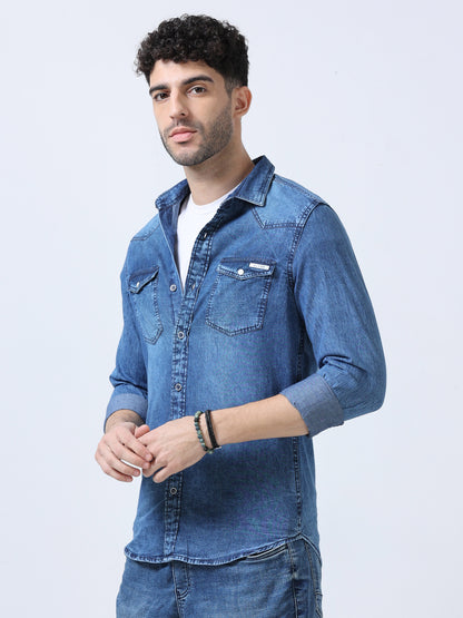 Dusky Blue Denim Shirt