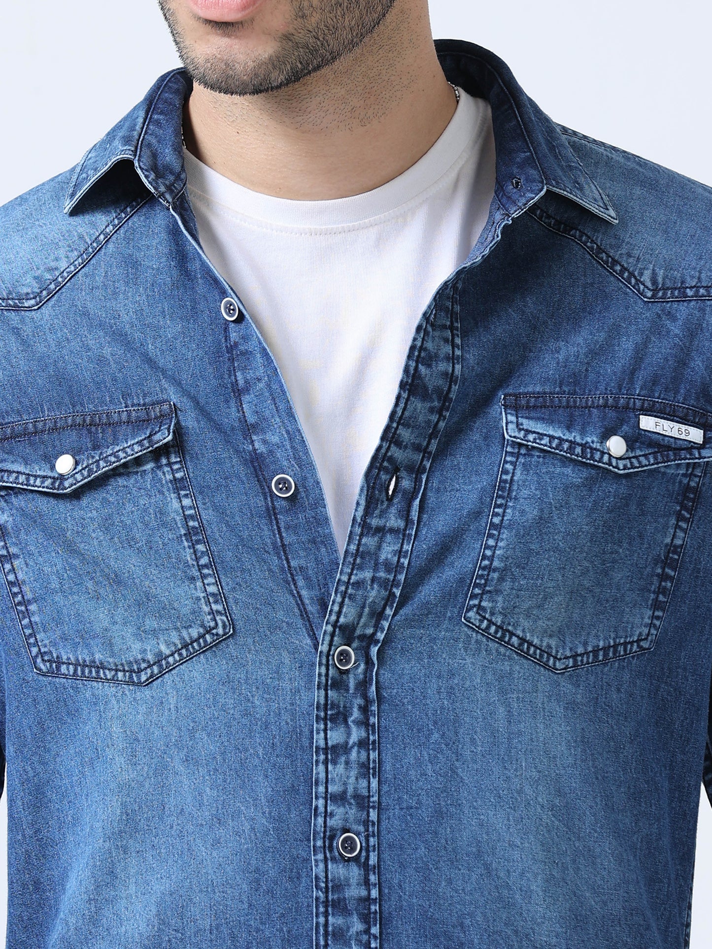 Dusky Blue Denim Shirt