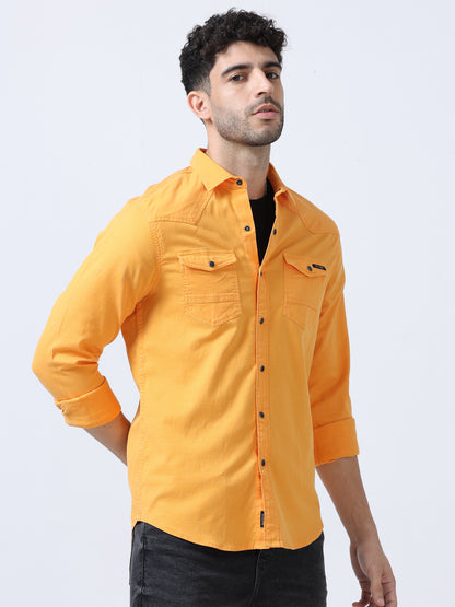 Orange Double Pocket Shirt