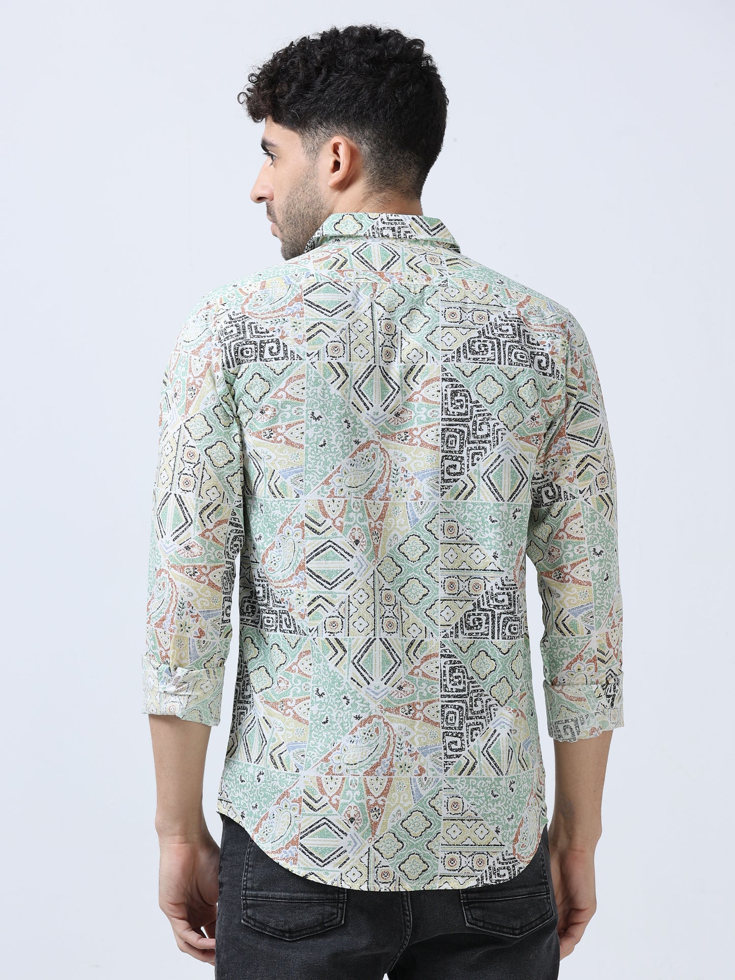 Blue Abstract  Printed Double Pocket Shirt