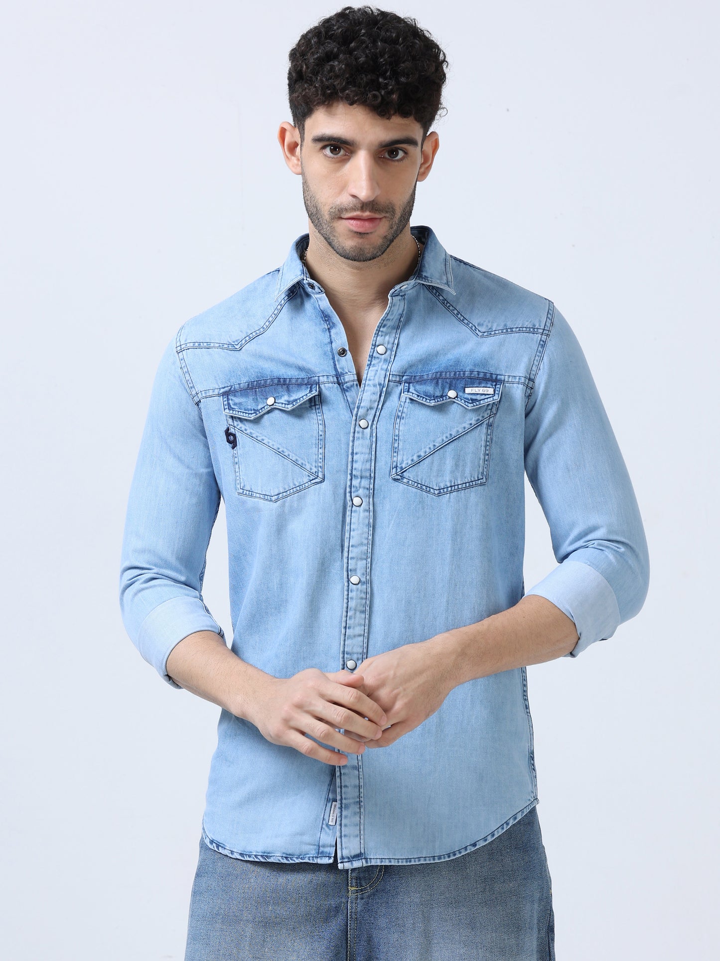 Pastel Blue Denim Shirt