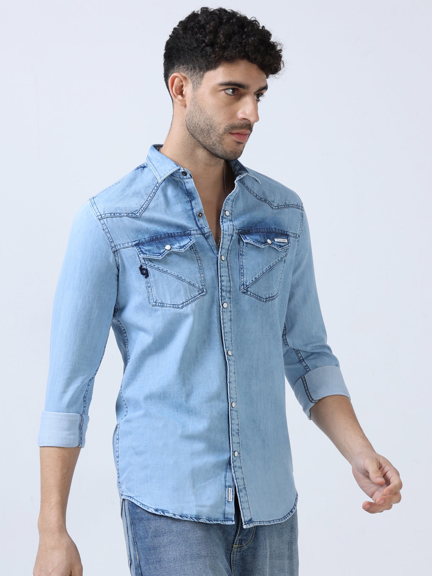 Pastel Blue Denim Shirt