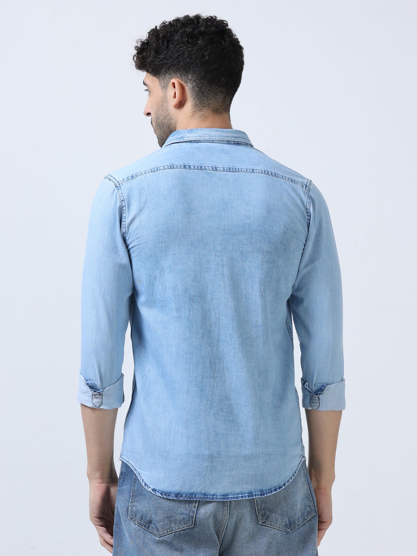 Pastel Blue Denim Shirt