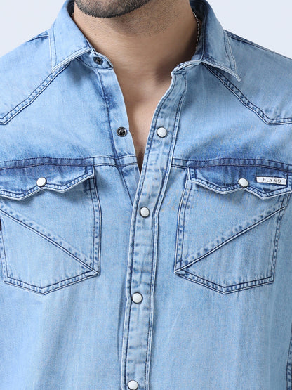 Pastel Blue Denim Shirt