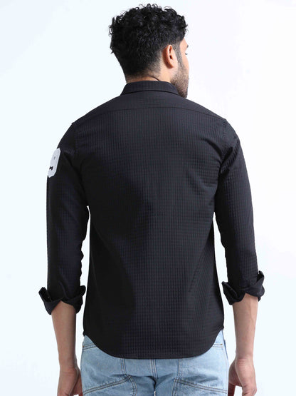 Black Blend Double Pocket Shirt For Men 