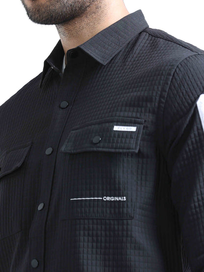 Black Blend Double Pocket Shirt For Men 