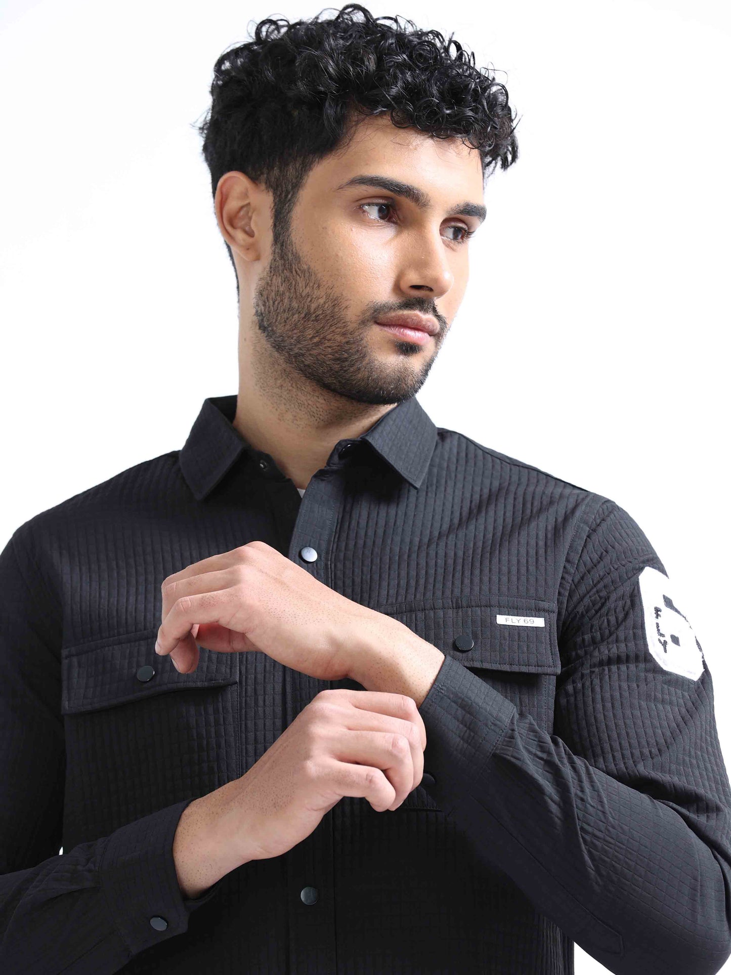 Black Blend Double Pocket Shirt For Men 