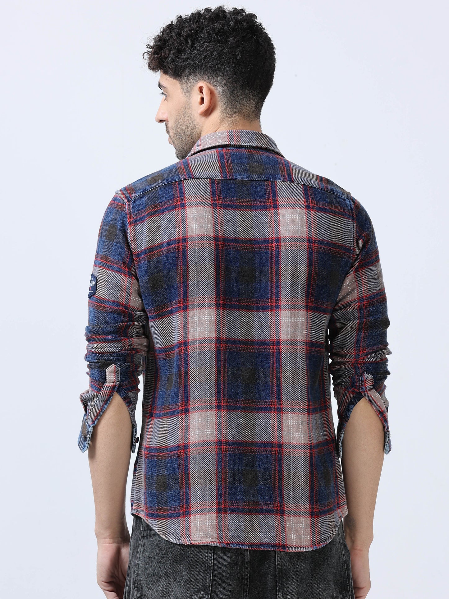 Red Checks Denim Shirt