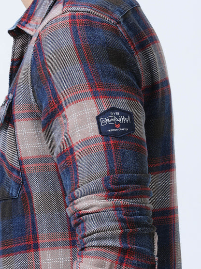 Red Checks Denim Shirt