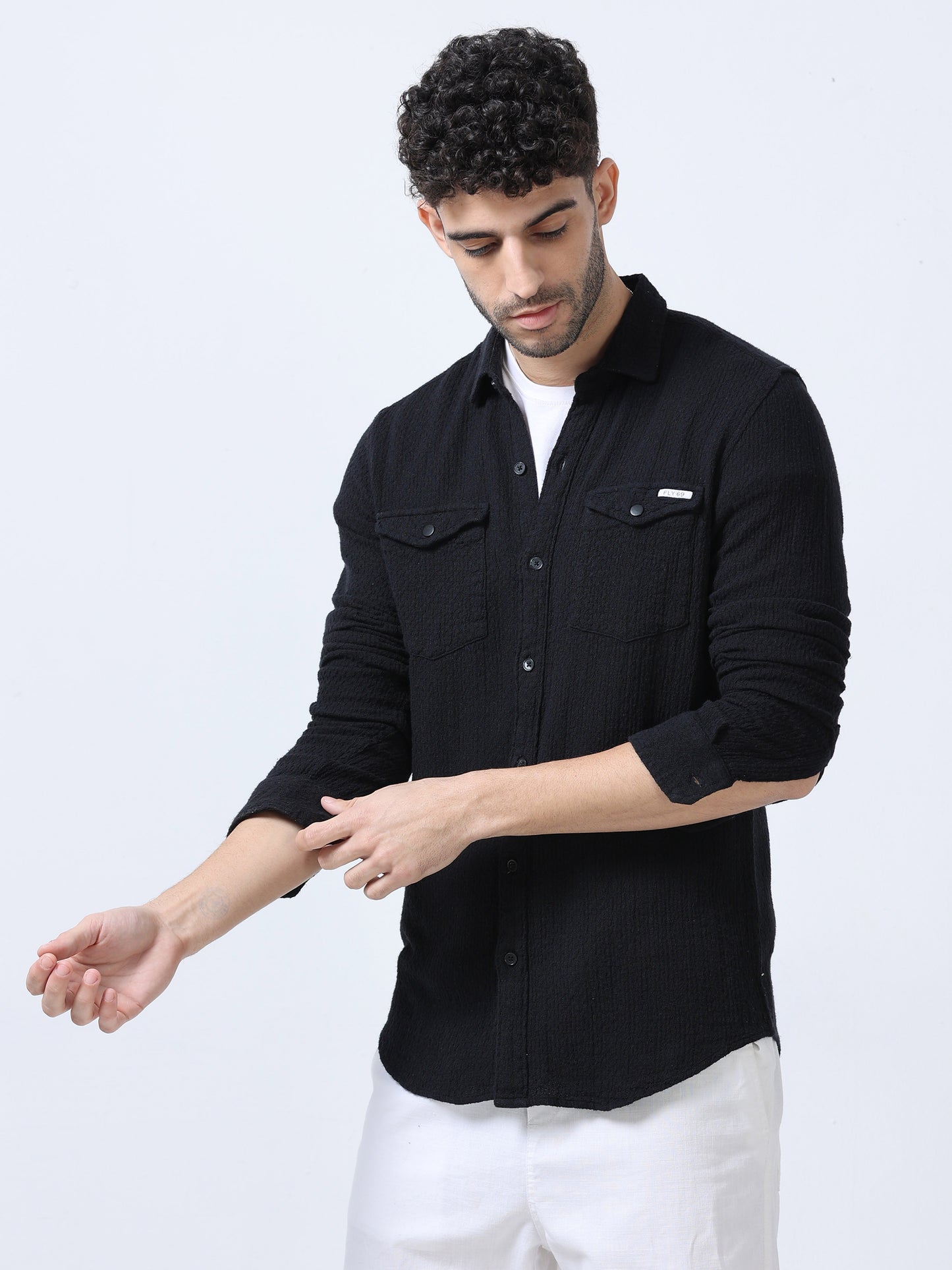 Black Jute Dobby Shirt