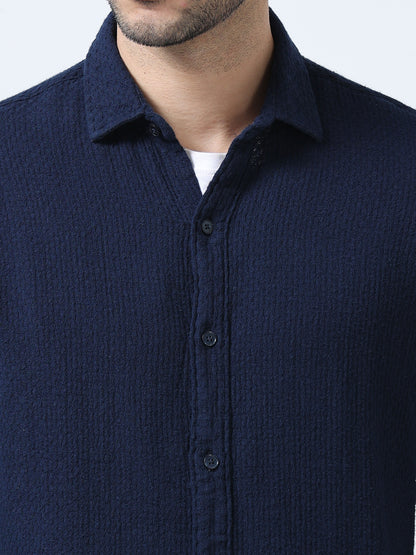 Navy Jute Dobby Shirt