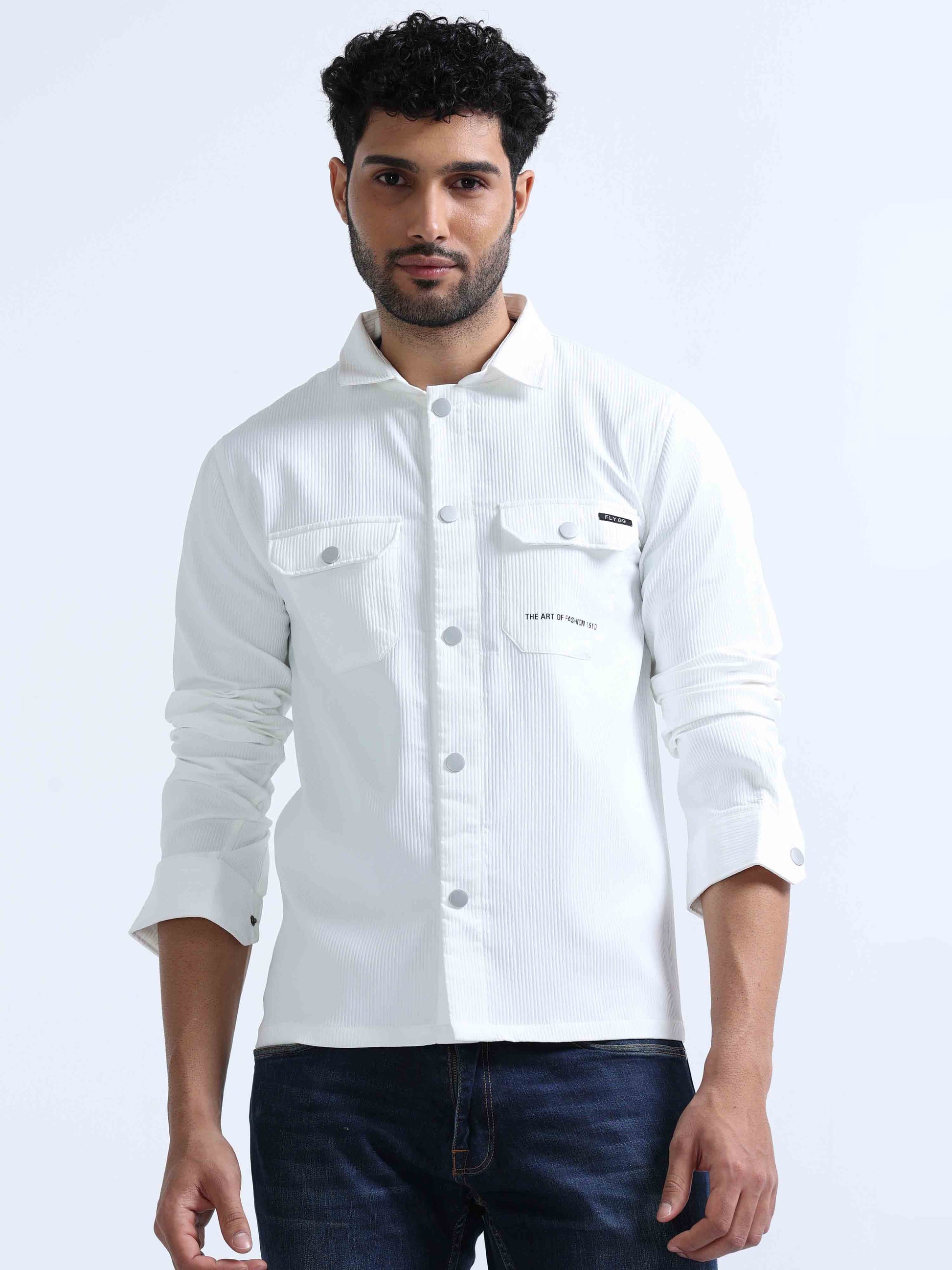 Ivory Blend Over Double Pocket Shirt For Men 