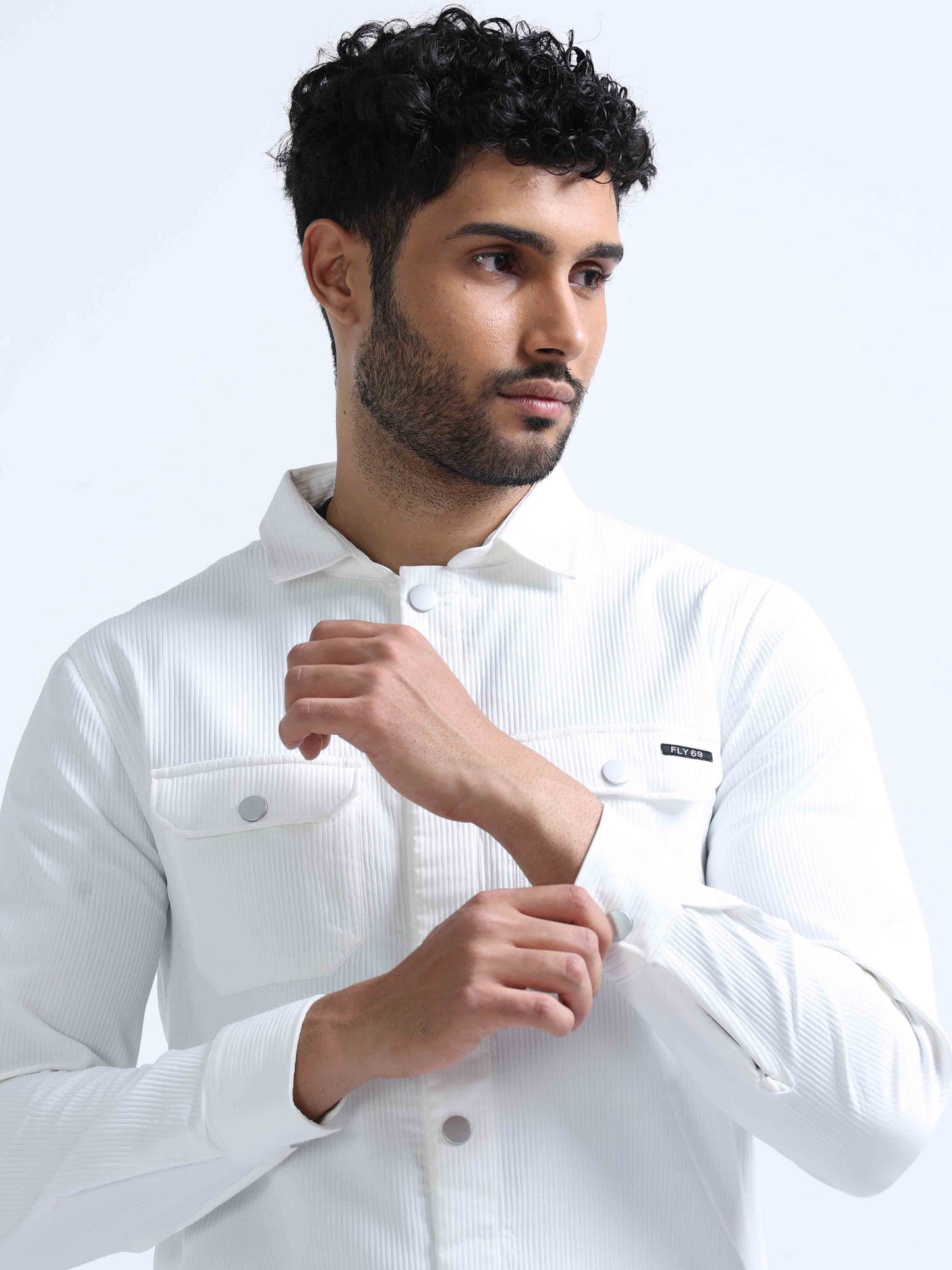 Ivory Blend Over Double Pocket Shirt For Men 