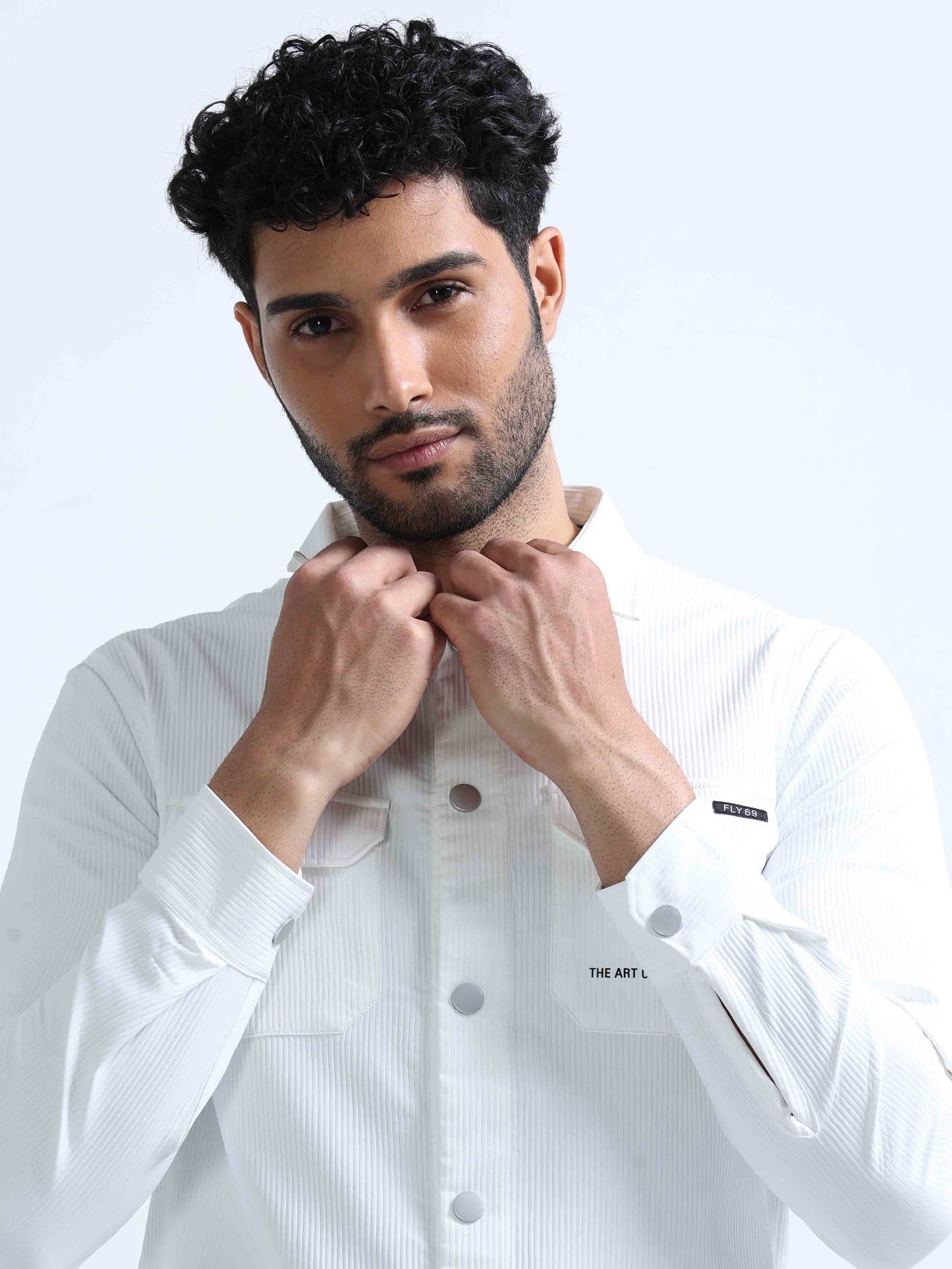 Ivory Blend Over Double Pocket Shirt For Men 