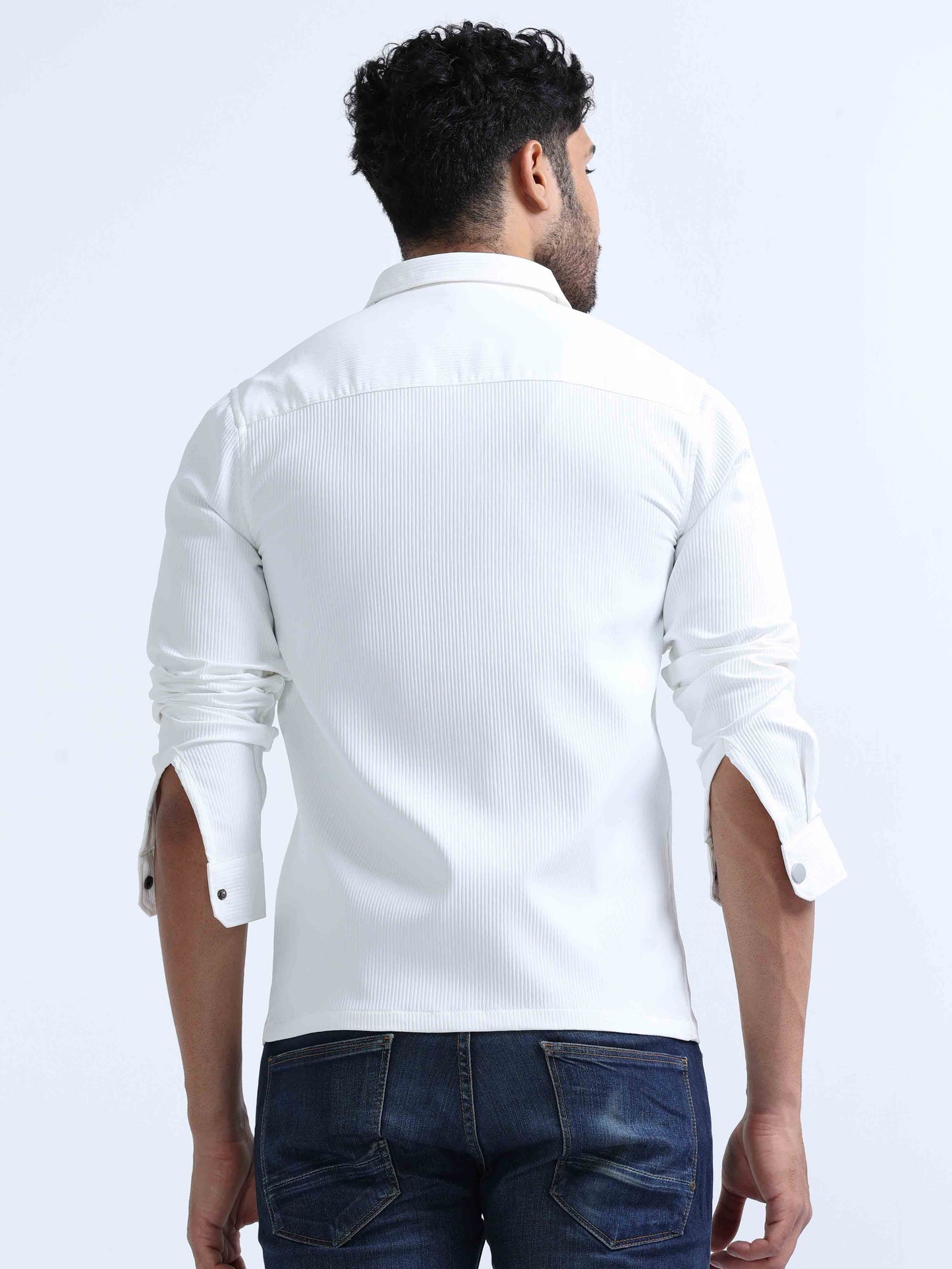 Ivory Blend Over Double Pocket Shirt For Men 