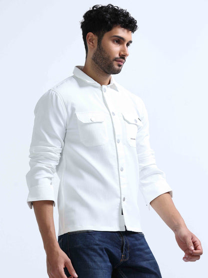 Ivory Blend Over Double Pocket Shirt For Men 