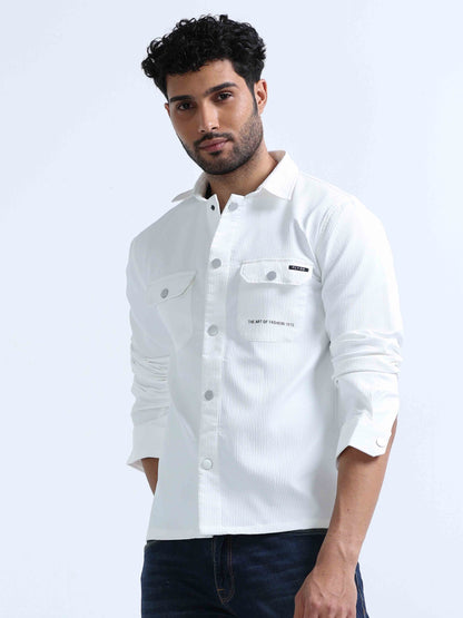 Ivory Blend Over Double Pocket Shirt For Men 