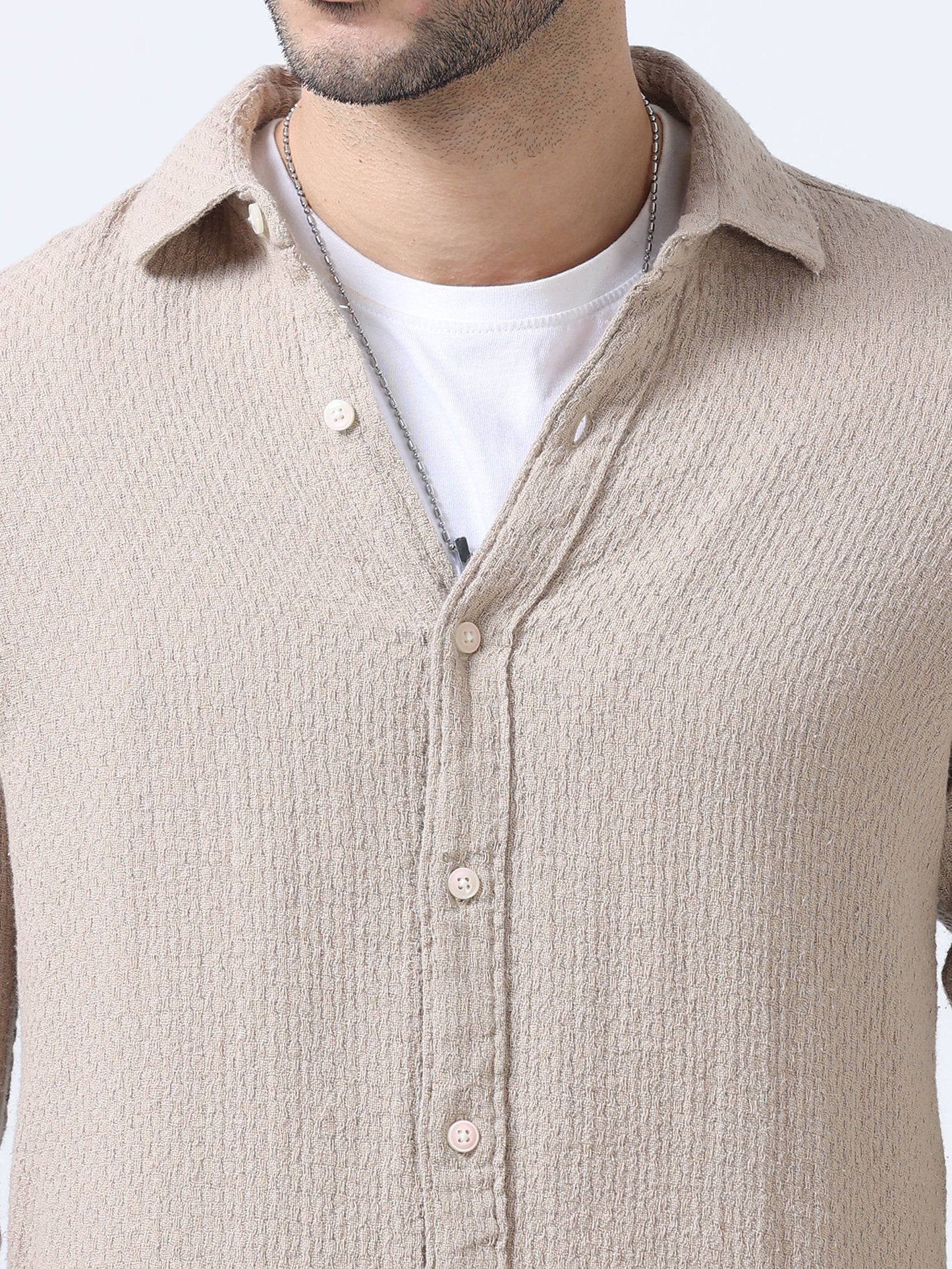 Cream Jute Dobby Shirt