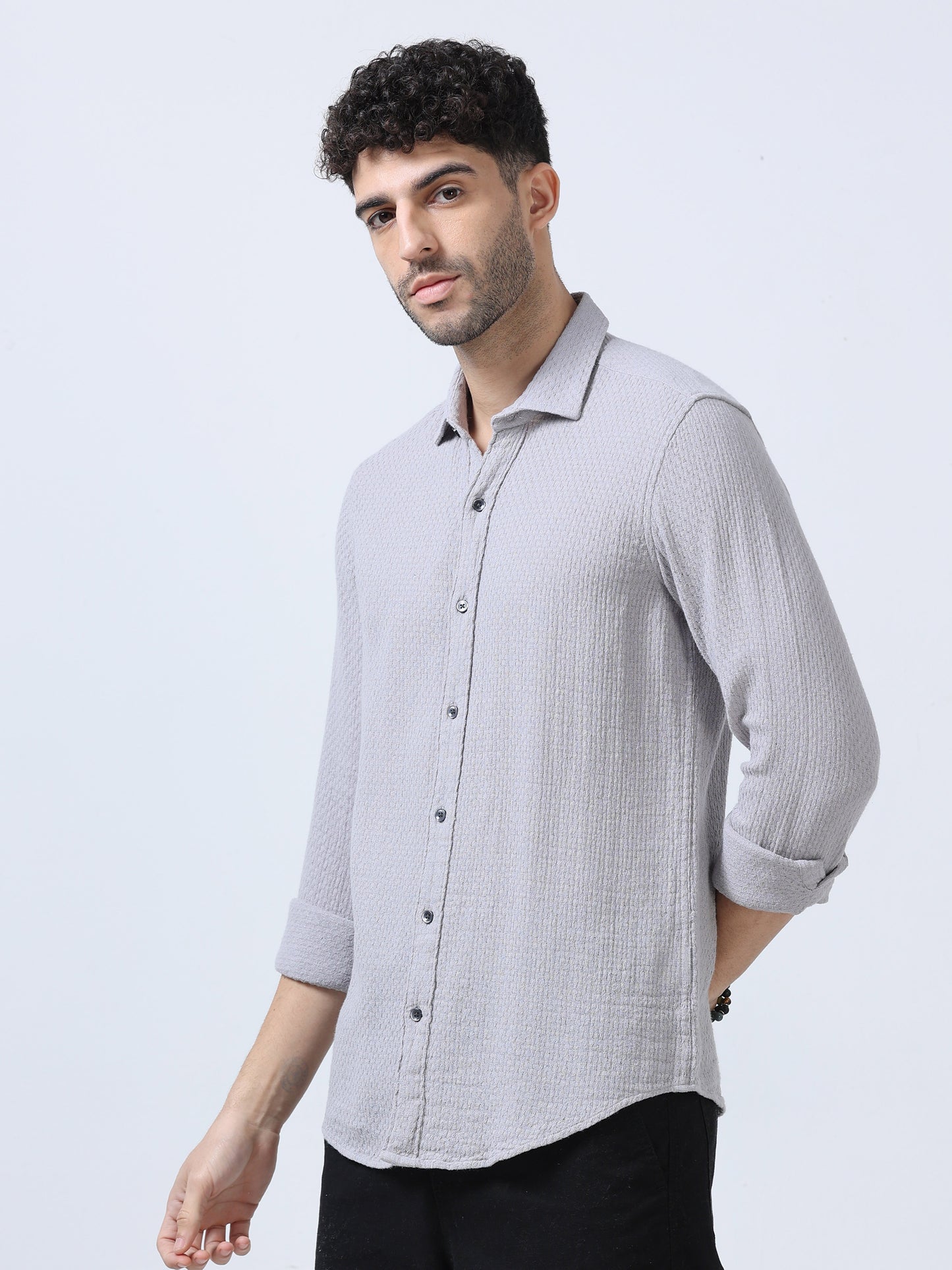 Grey Jute Dobby Shirt