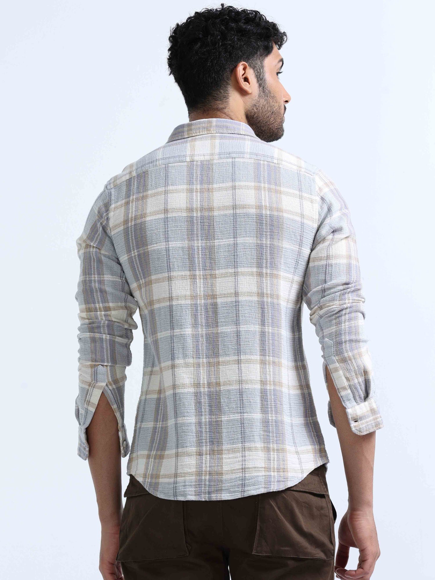 Grey Dobby Full Sleeve Shirt For Men 