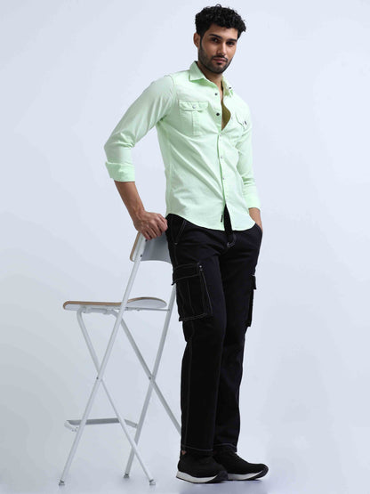 Light Green Double Pocket Shirt For Men 