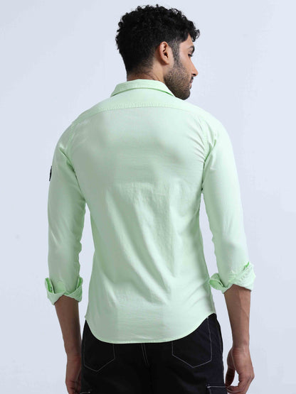 Light Green Double Pocket Shirt For Men 