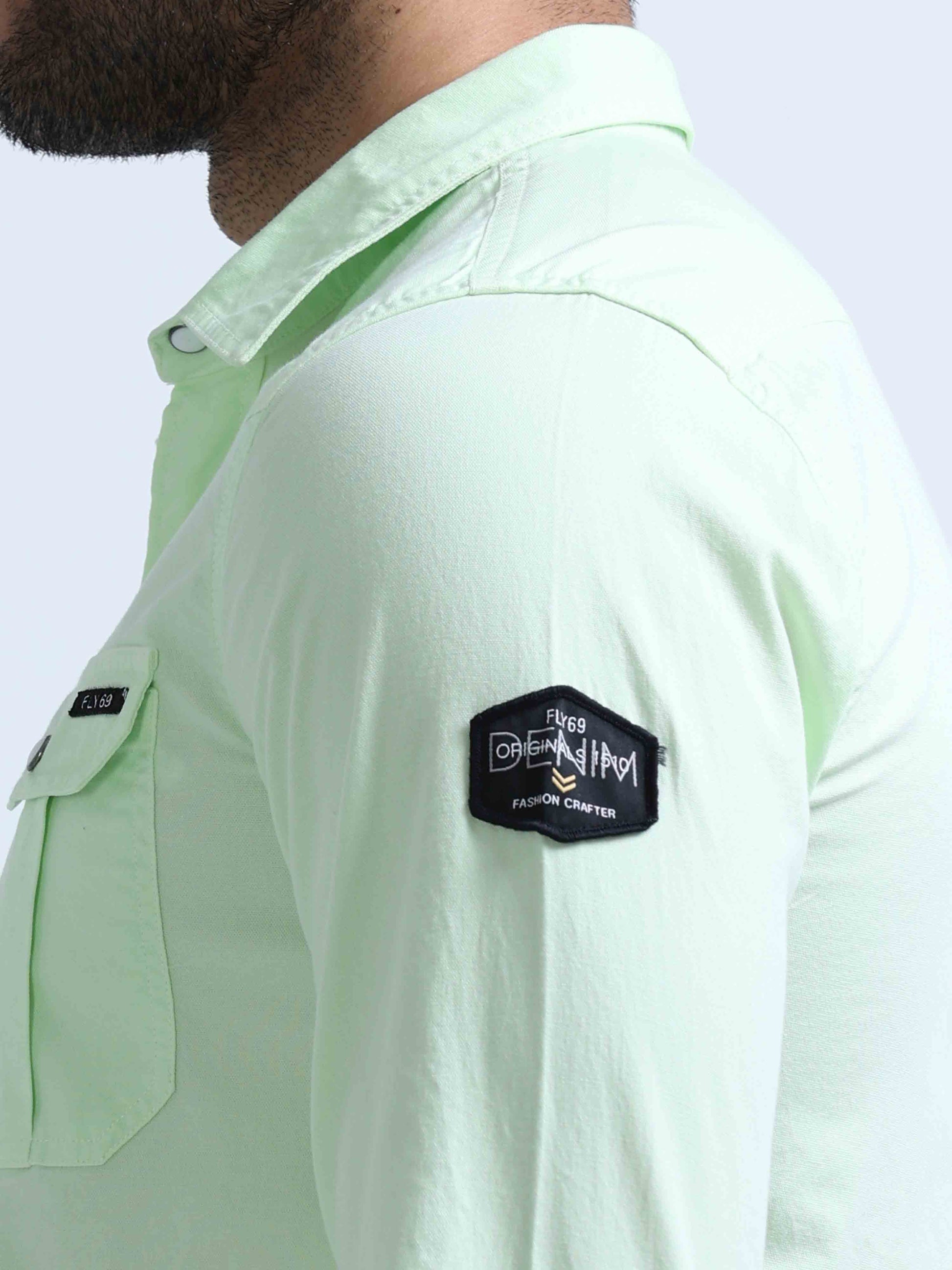 Light Green Double Pocket Shirt For Men 