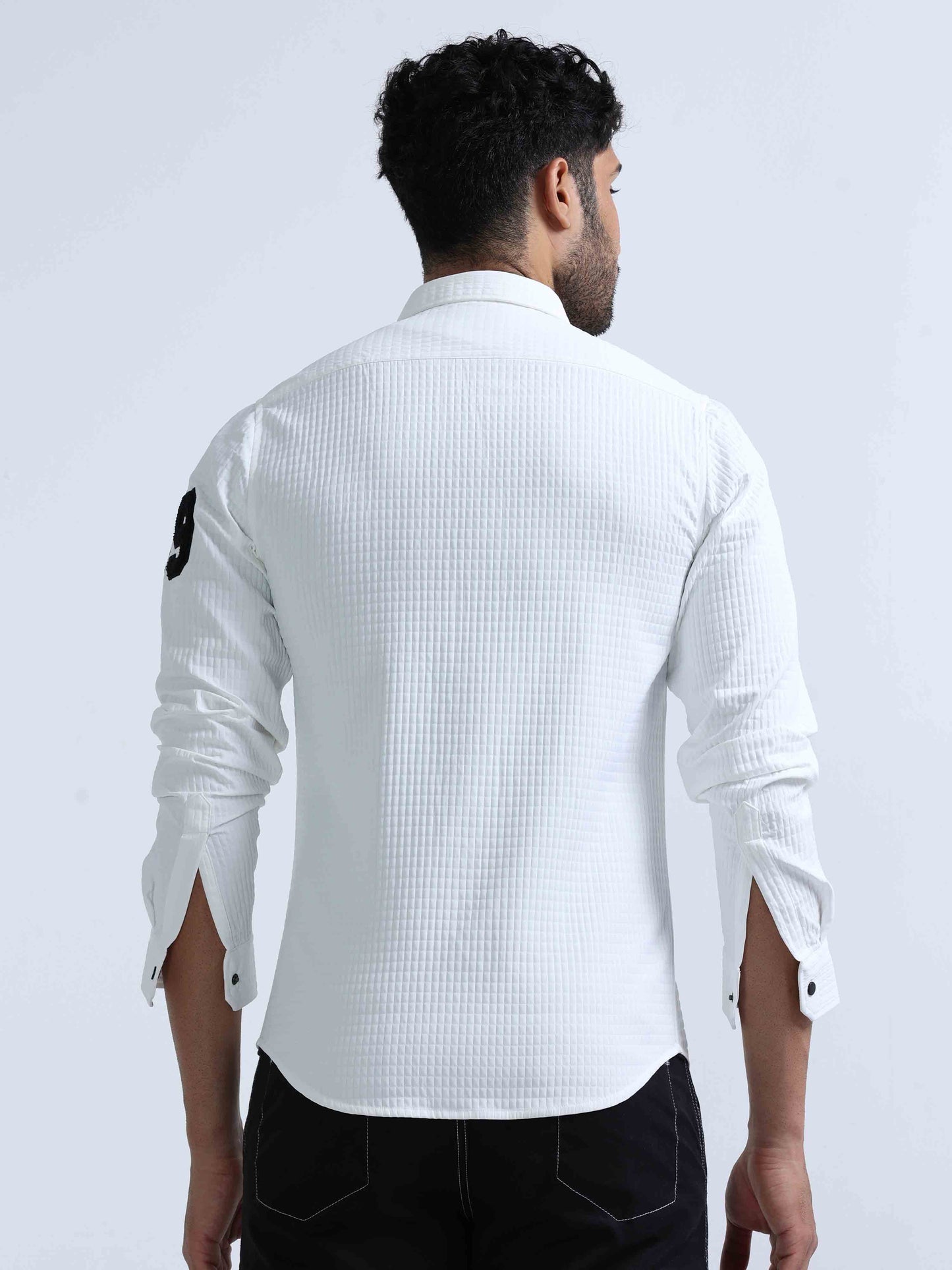 White Denim Double Pocket Shirt For Men