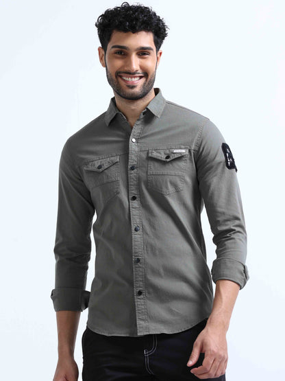 Green RFD Double Pocket Shirt For Men 