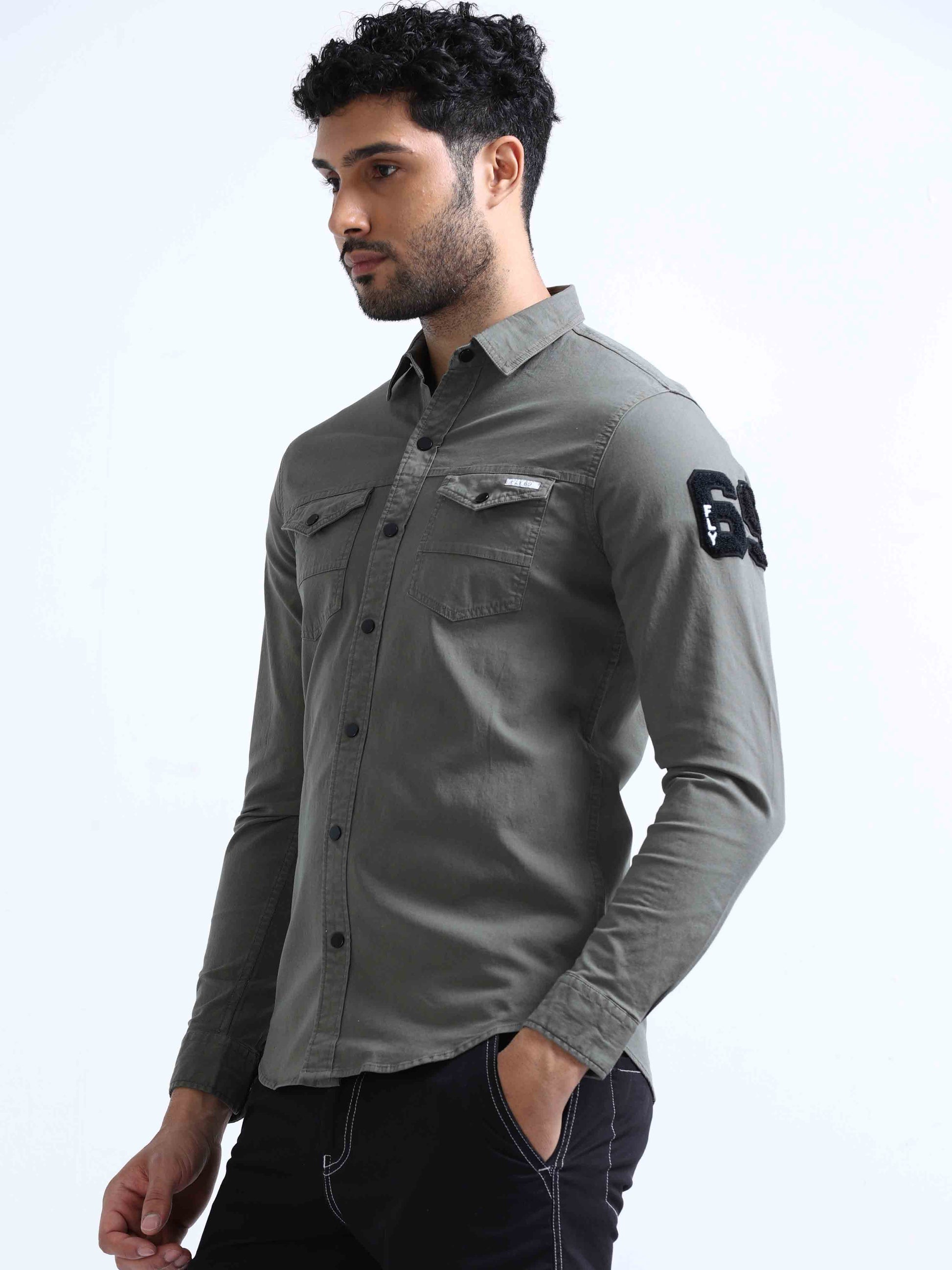 Green RFD Double Pocket Shirt For Men 