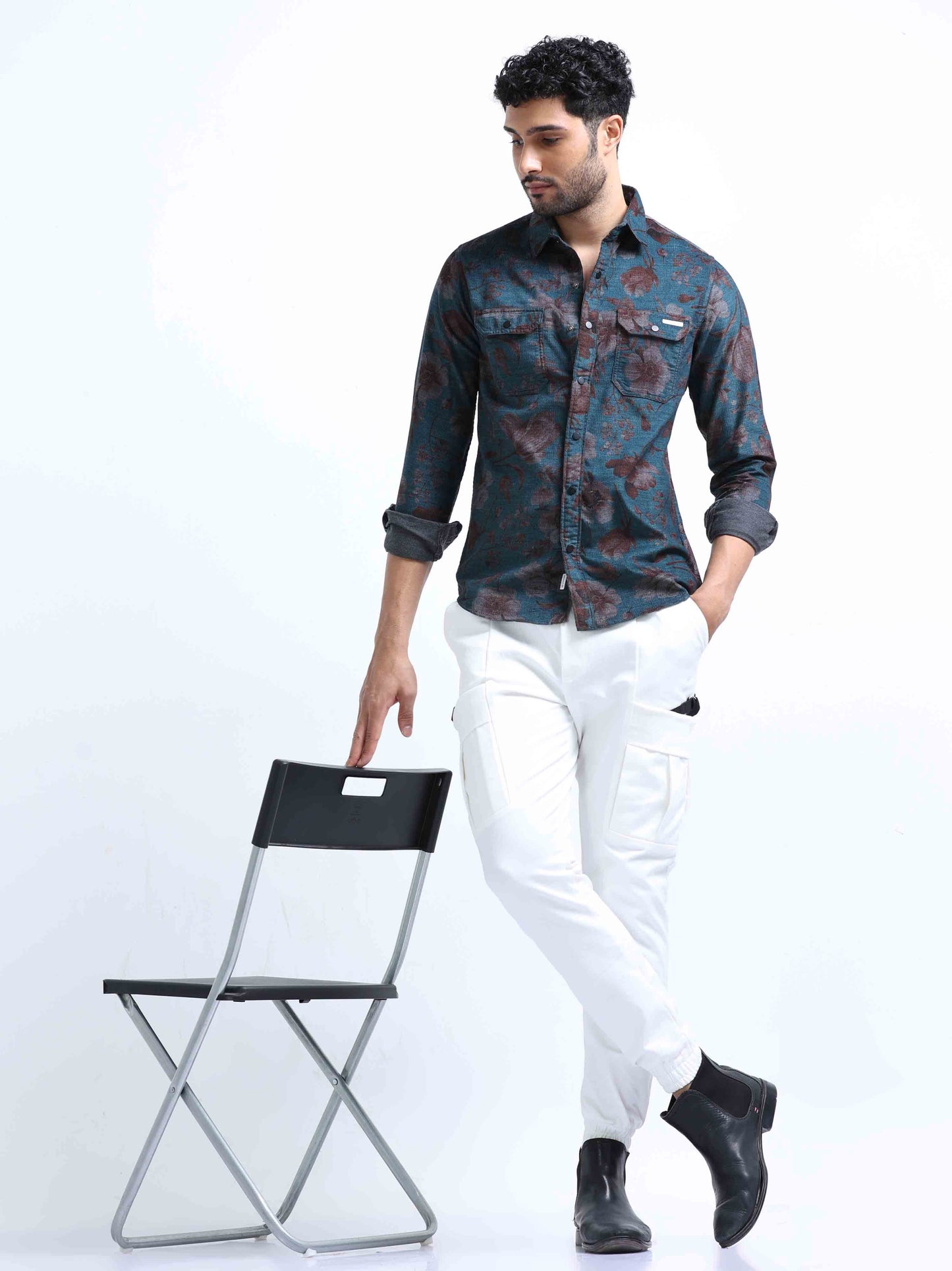 Everglade Printed Double Pocket Shirt For Men 