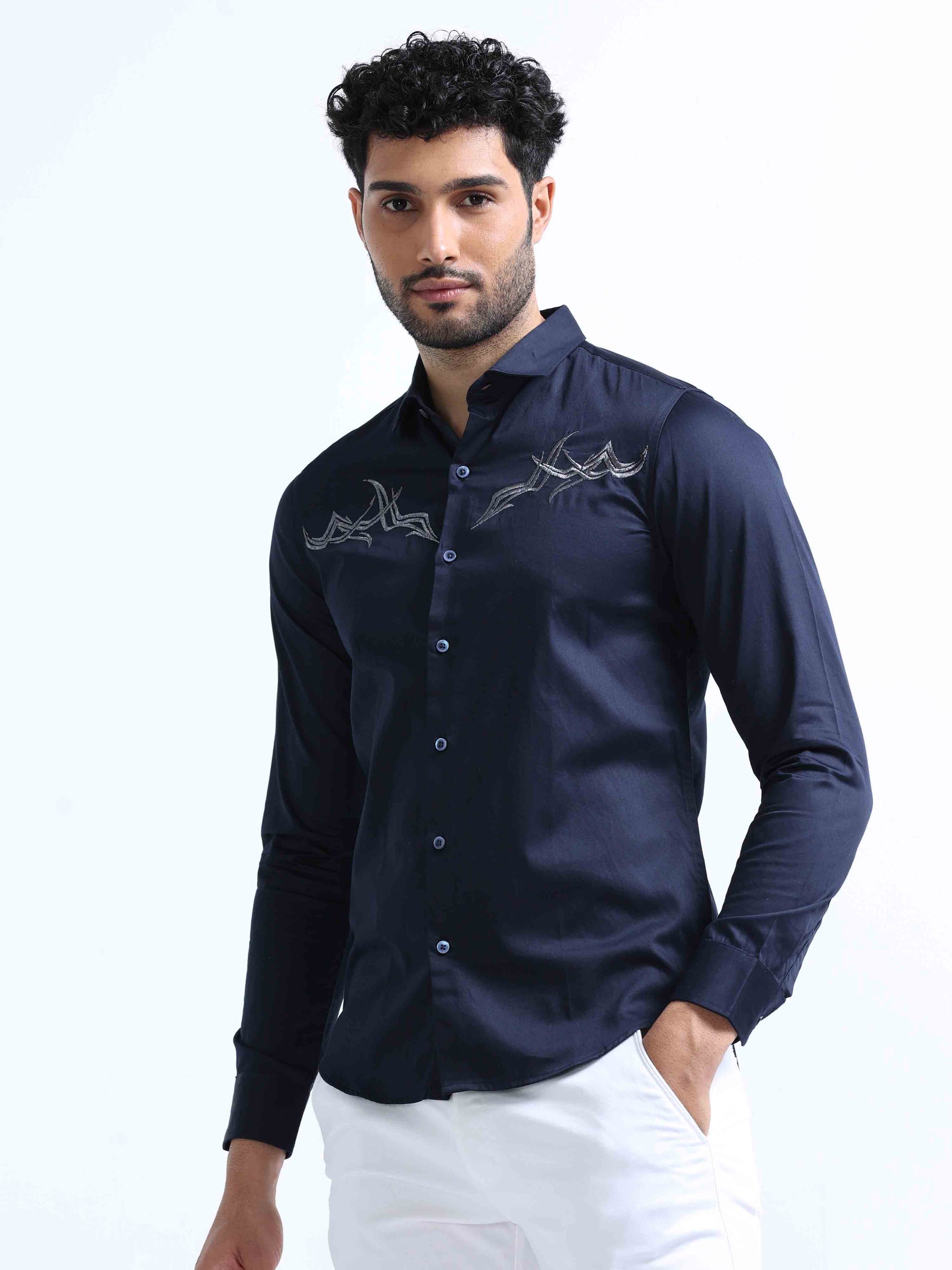 Navy Blue Full Sleeve Shirt For Men