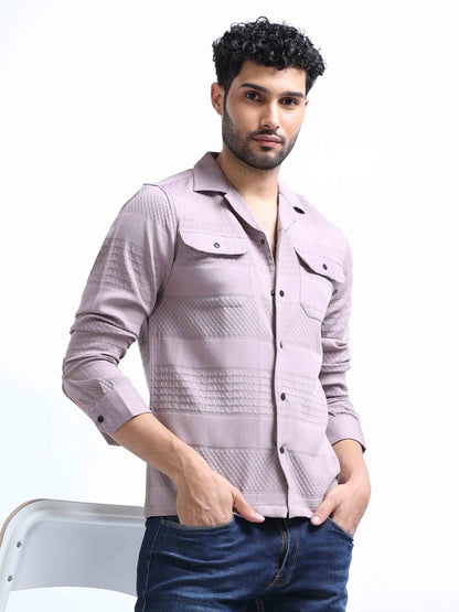 Light Purple Double Pocket Shirt for Men 