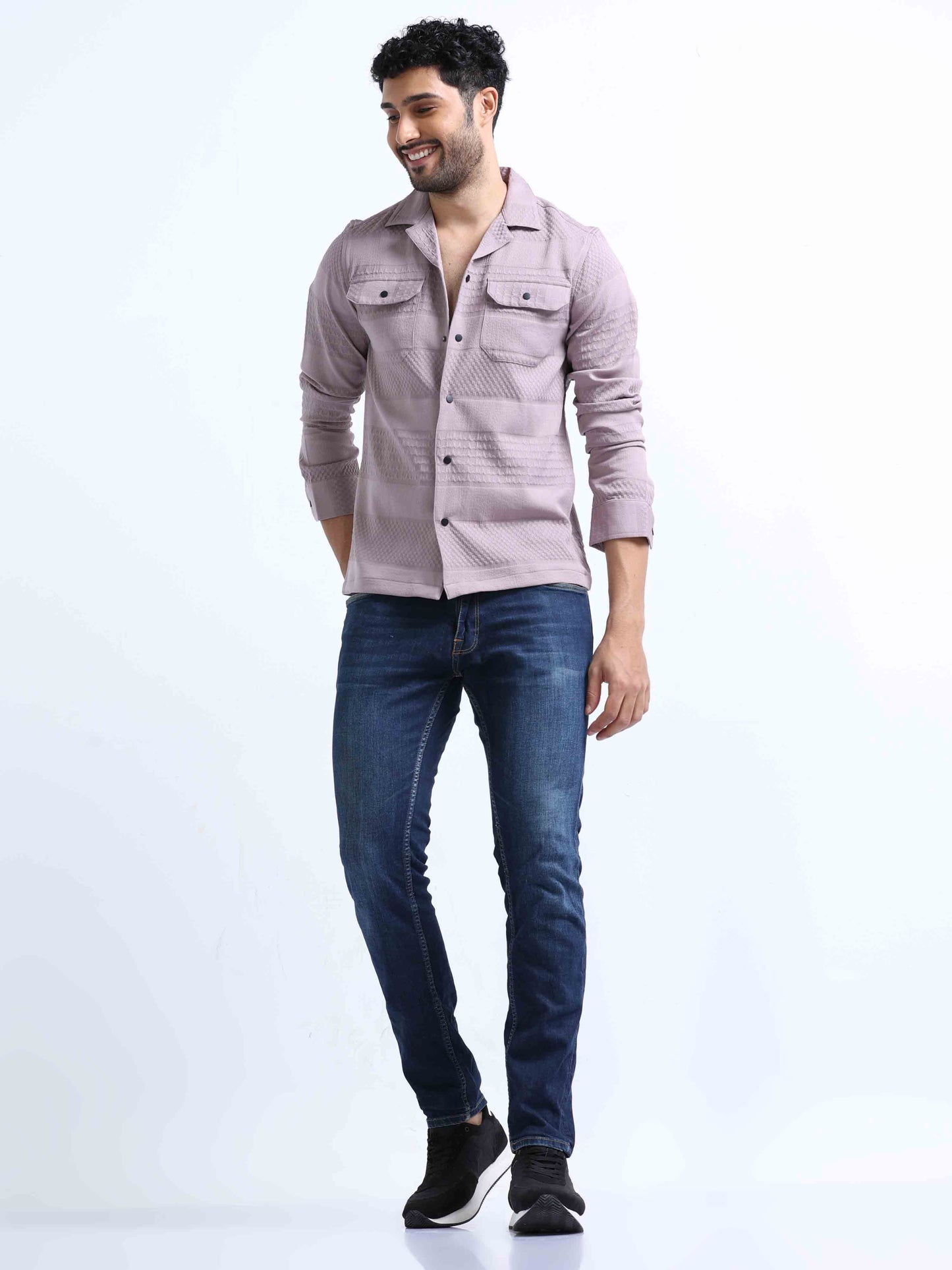 Light Purple Double Pocket Shirt for Men 