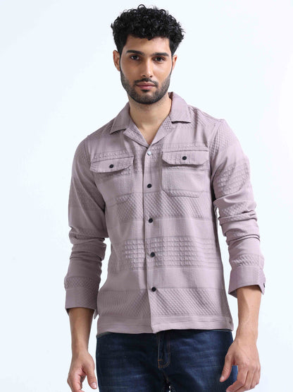 Light Purple Double Pocket Shirt for Men 