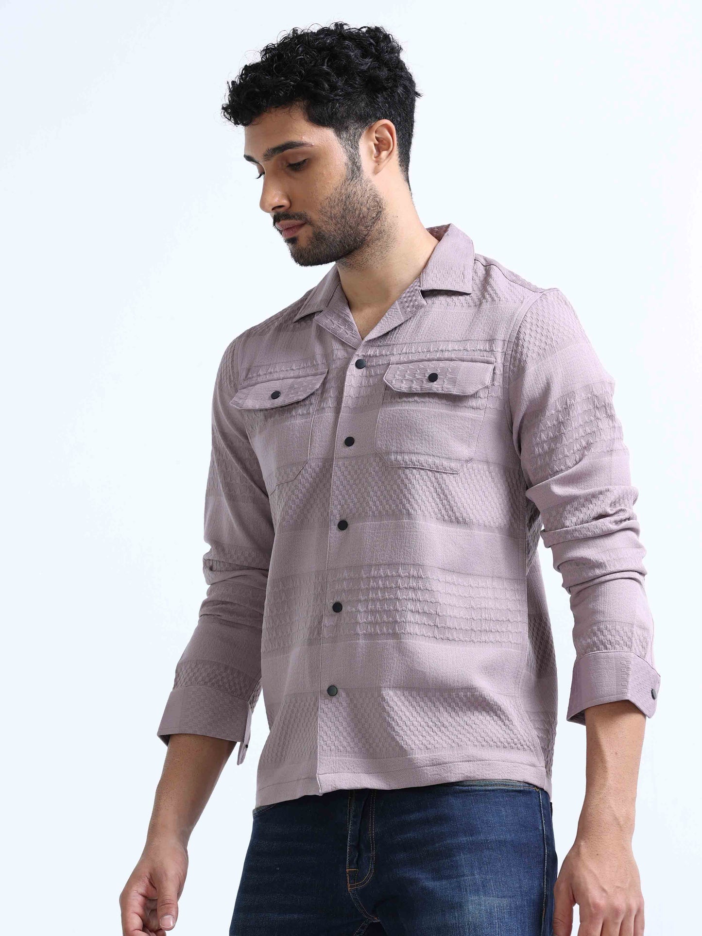 Light Purple Double Pocket Shirt for Men 