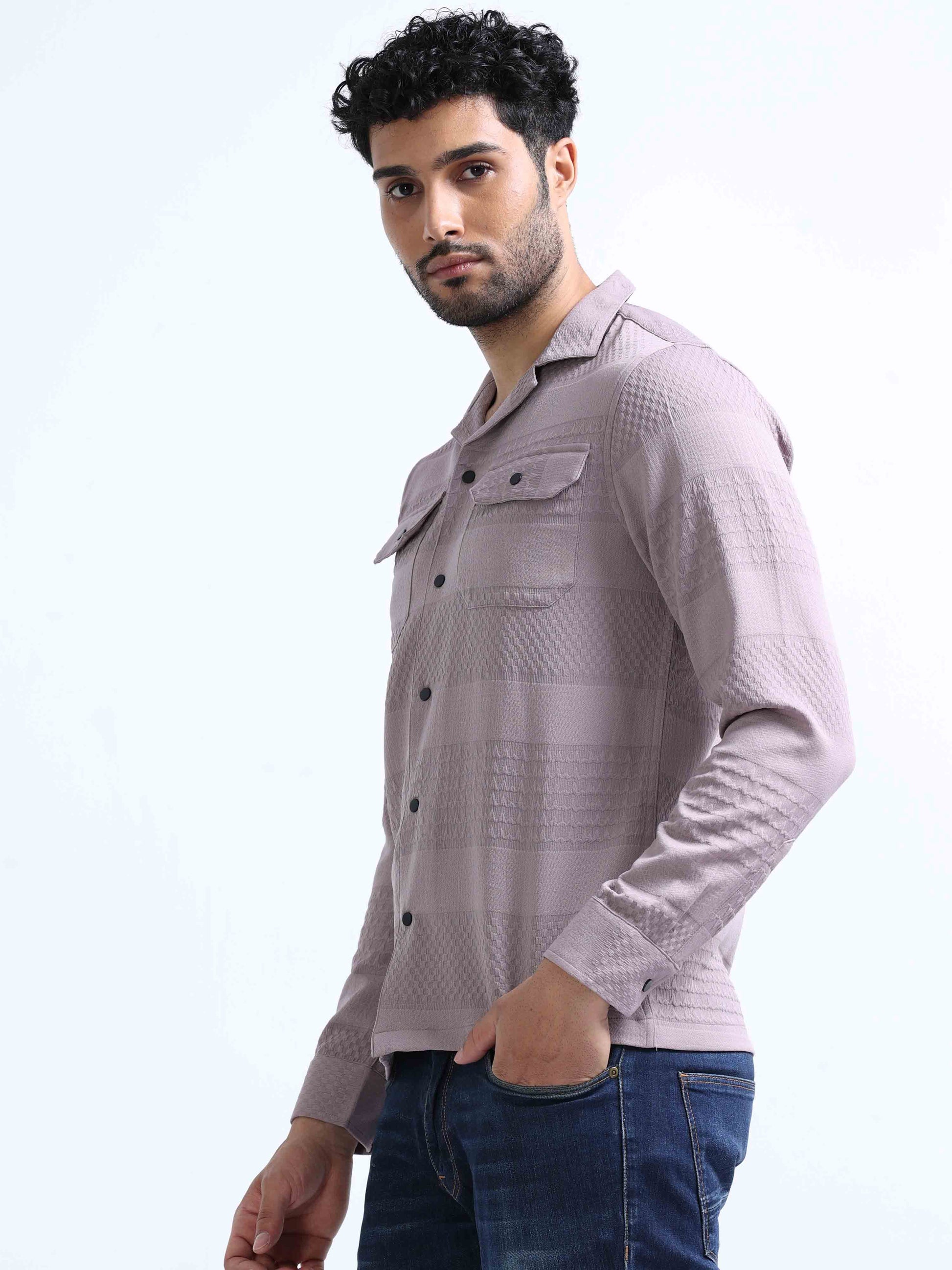 Light Purple Double Pocket Shirt for Men 