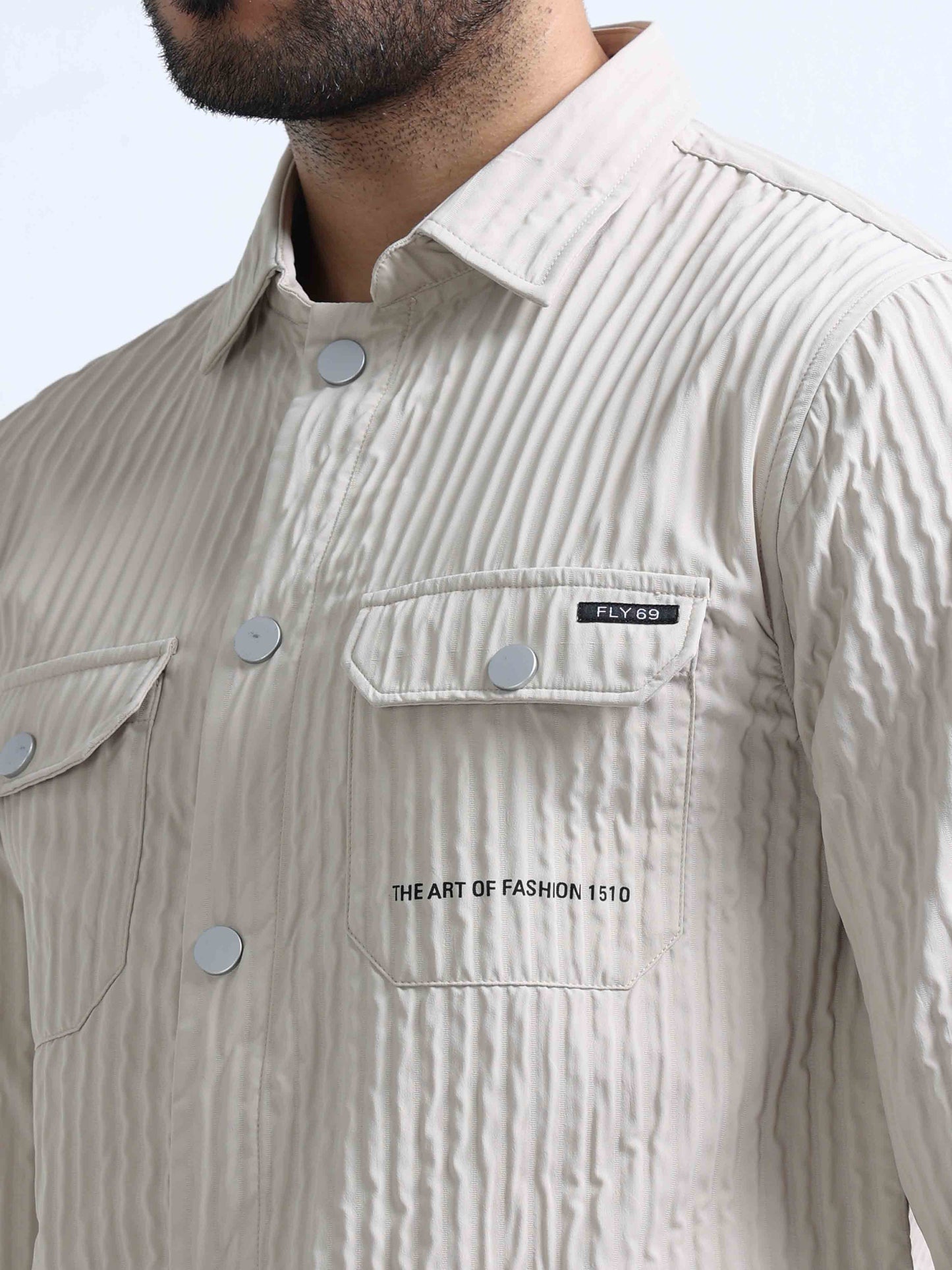 Beige Double Pocket Shirt For Men